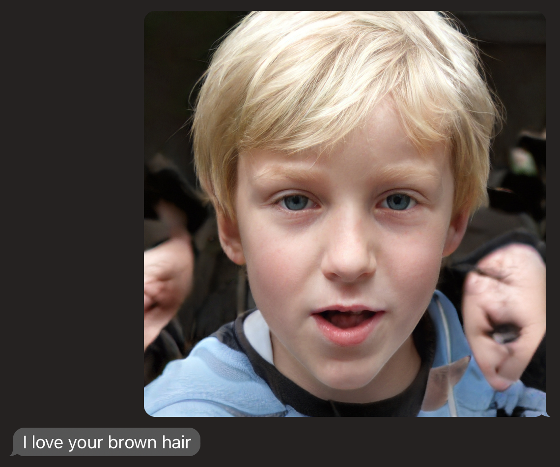 blond classified as brown hair in an AI-generated image
