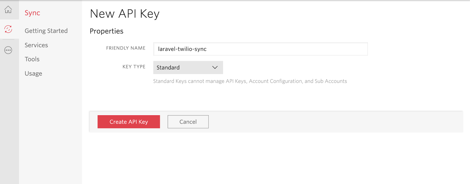 Create a new API key