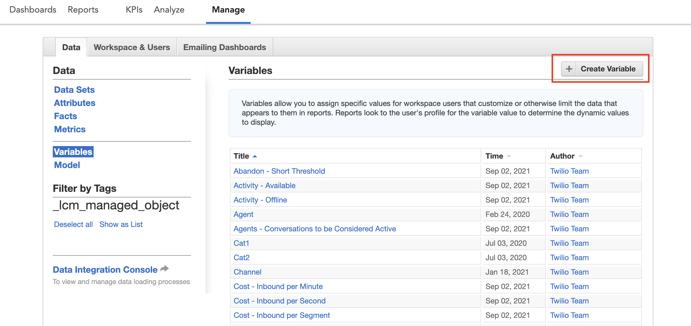 Flex Insights Variable Create