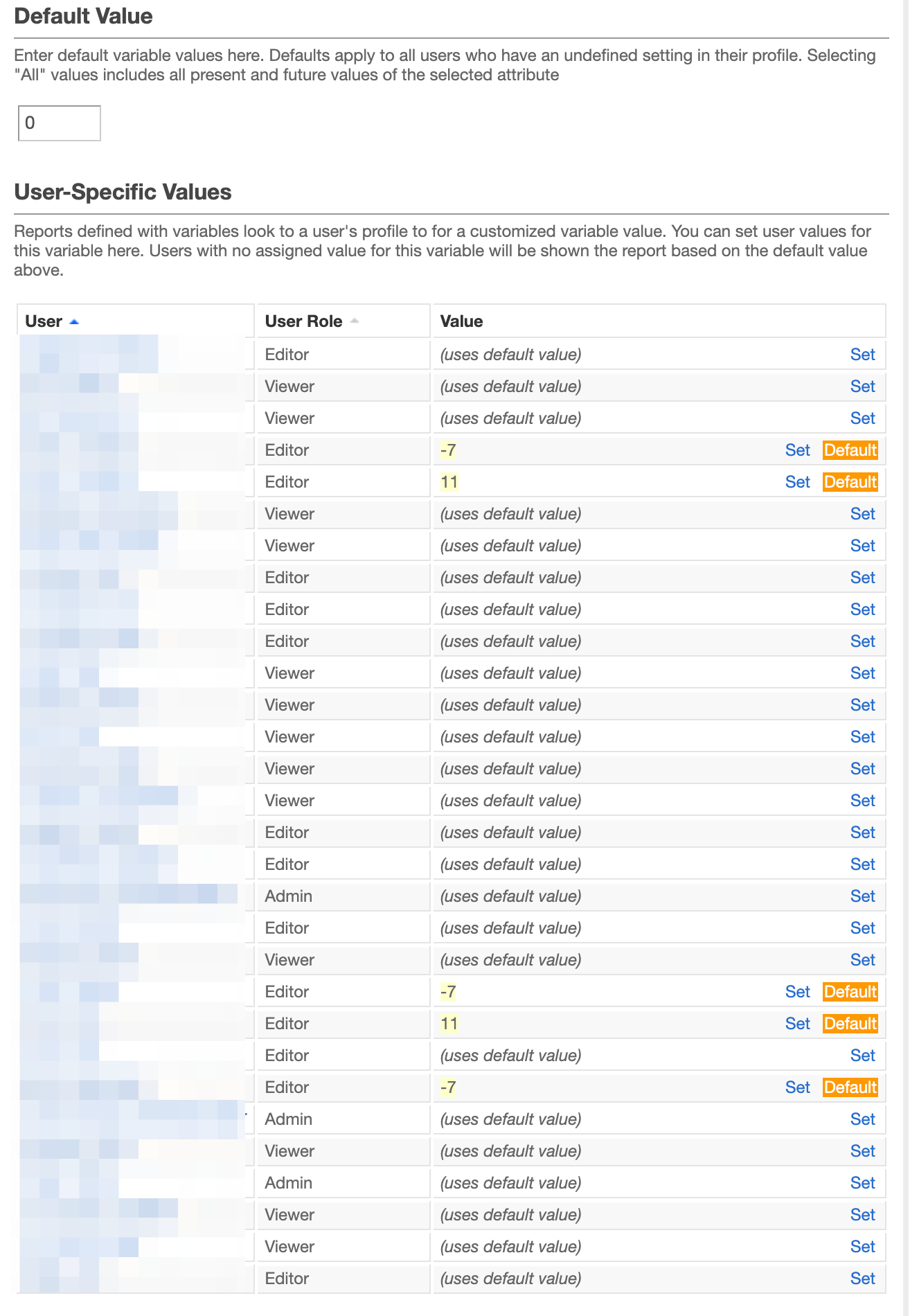 Flex Insights User Variable