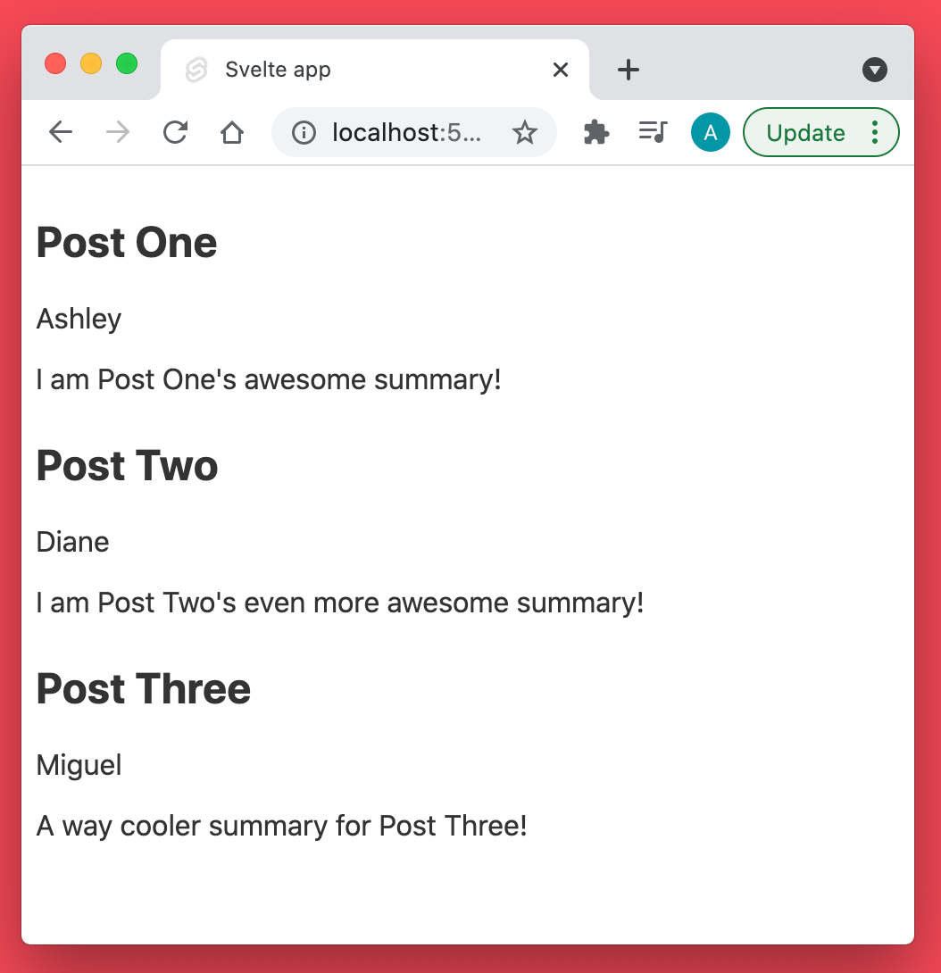 Screenshot showing preview post style components