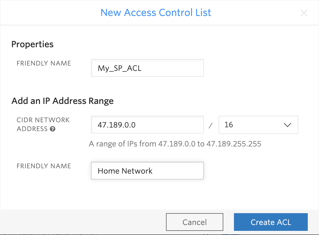 Create a new access control list.