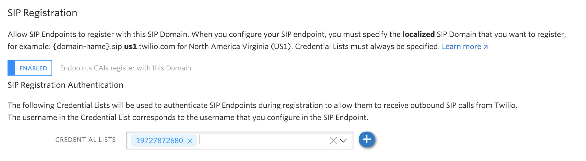 Enable SIP registration