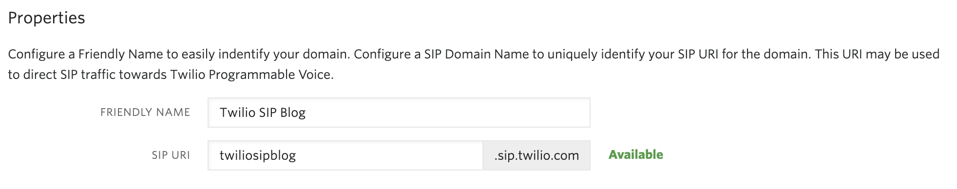 Check if a SIP domain is available
