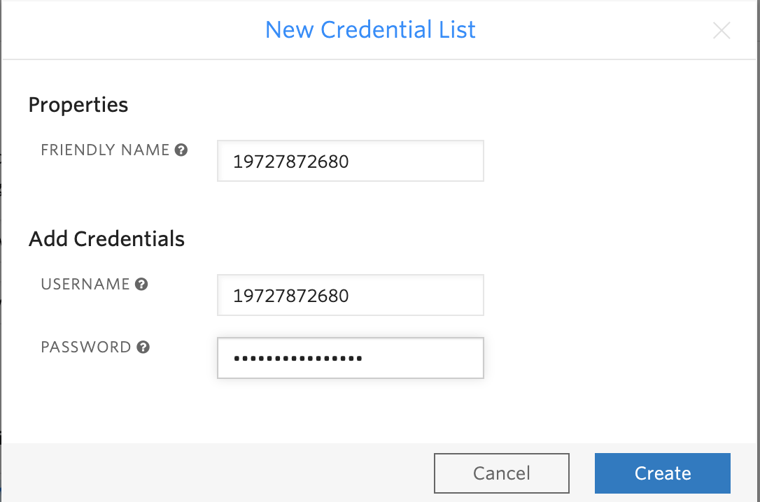 Create a new credential list
