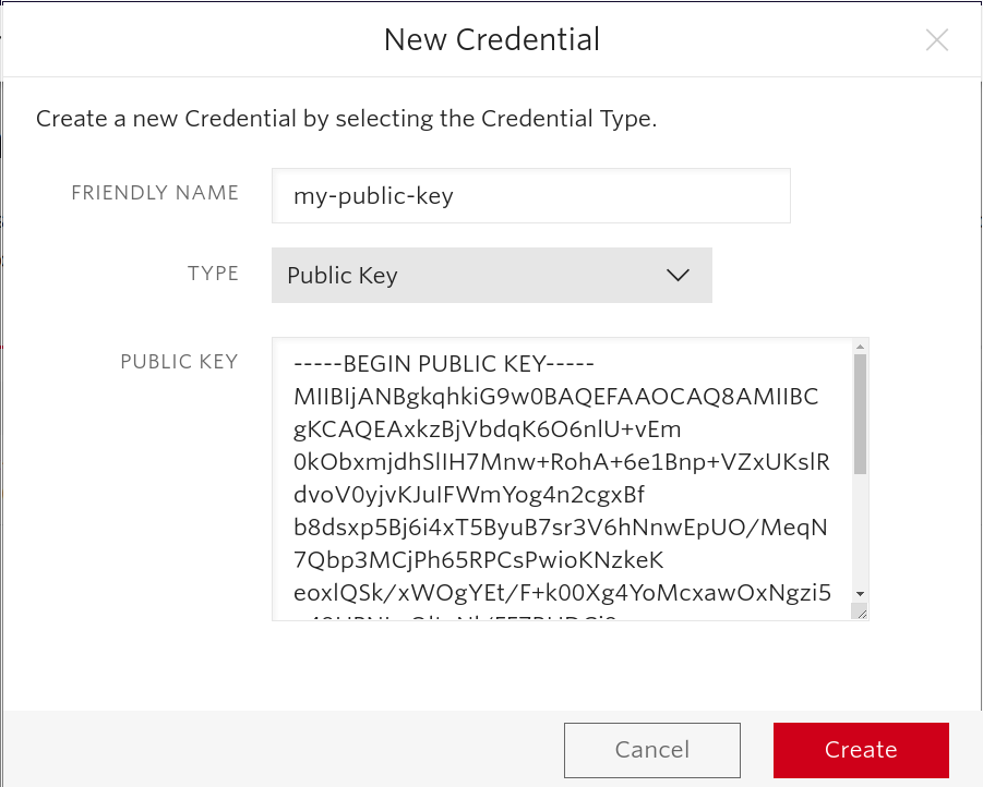 Create new credential