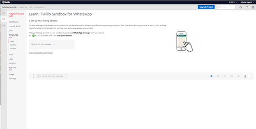 capture d'écran de la console Twilio