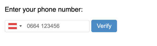 Telefonnummereingabe mit österreichischer Flagge