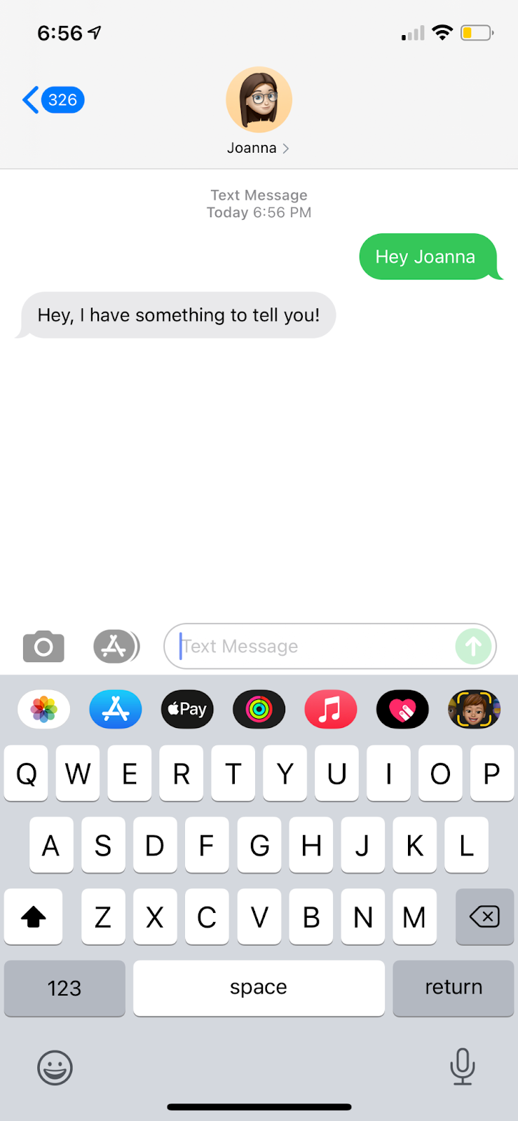 Message response screenshot