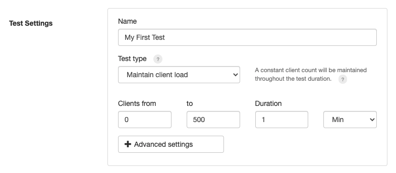 Maintain client load test type