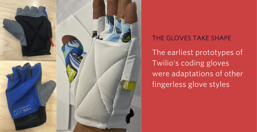 Early prototypes of the Twilio coding gloves