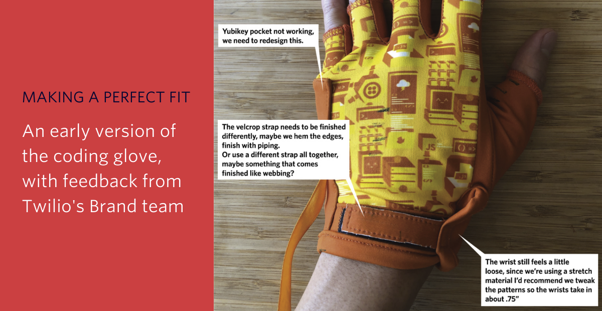 Twilio Brand notes on an early coding glove prototype