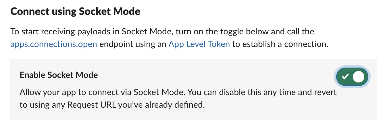 toggle for socket mode enabled