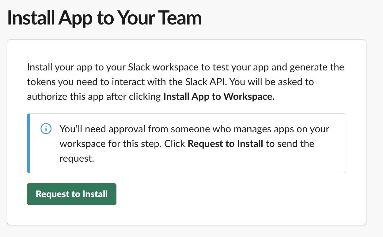 request to install app to the corporate team workspace