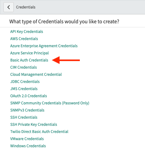 A screenshot of the Credentials navigation bar in the ServiceNow dashboard