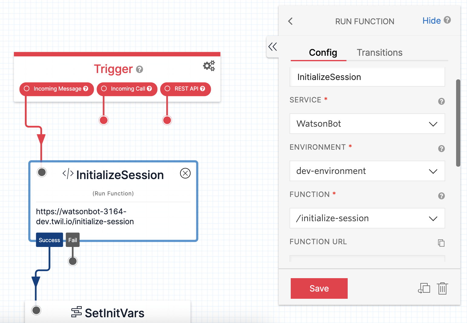 Watson Studio flow configuration screenshot