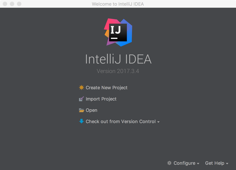 IntelliJ IDEA home screen