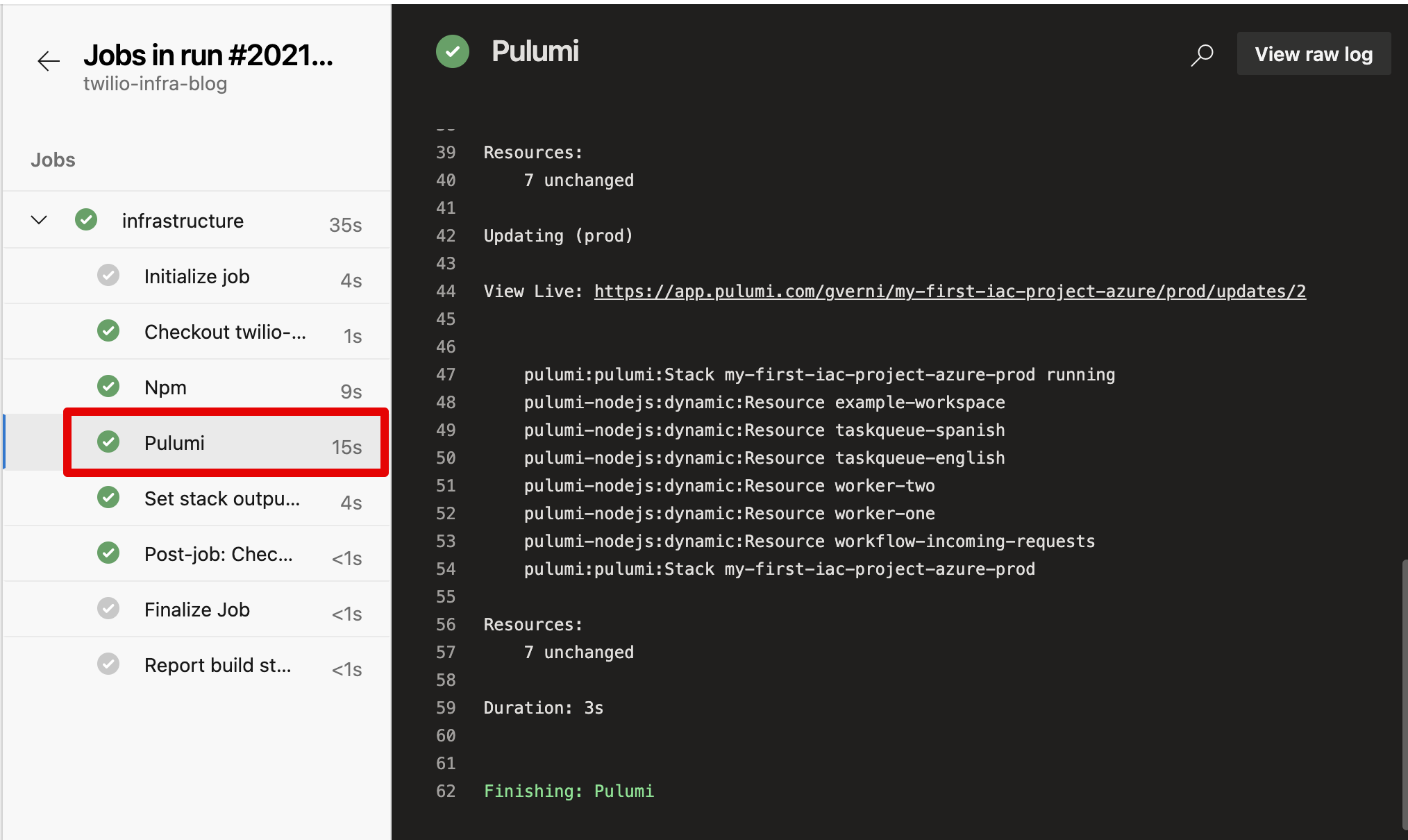 Pulumi pipeline task