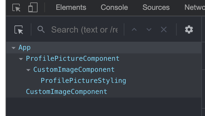 screenshot of the components breakdown of the React app 