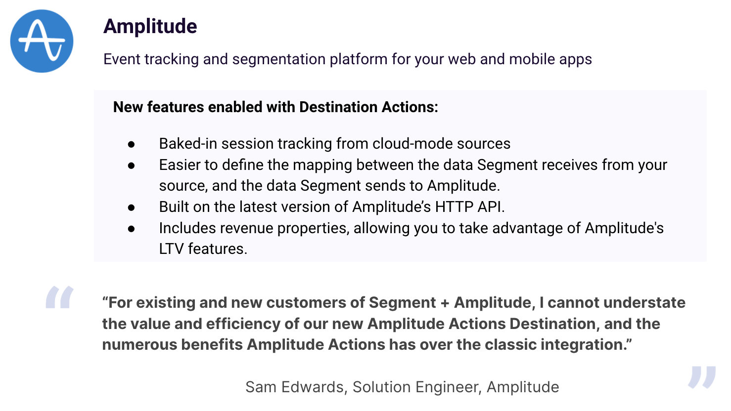 Amplitude features for Segment Destinations