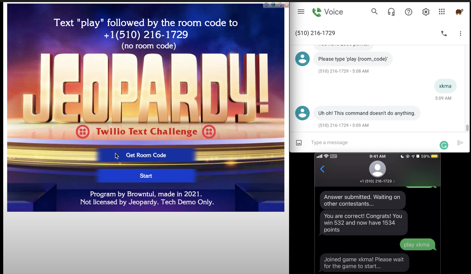 Jeopardy example SMS