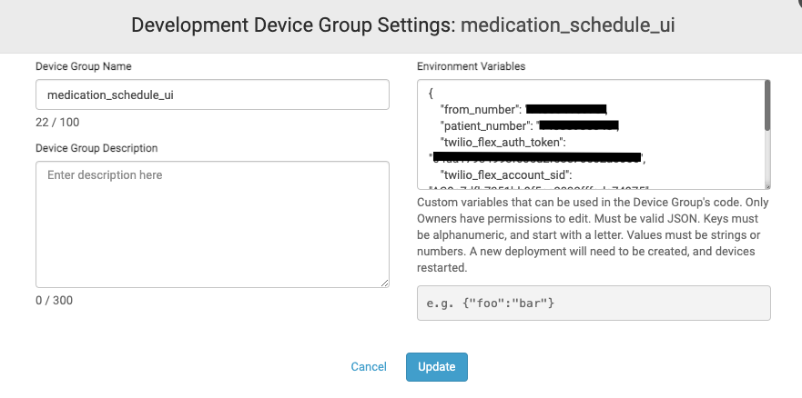 A screenshot showing the settings page for a Device Development Group