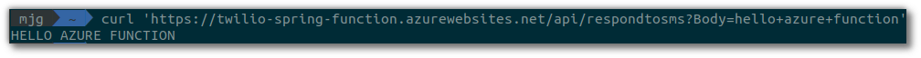 Screenshot of the curl command against Azure's public URL.