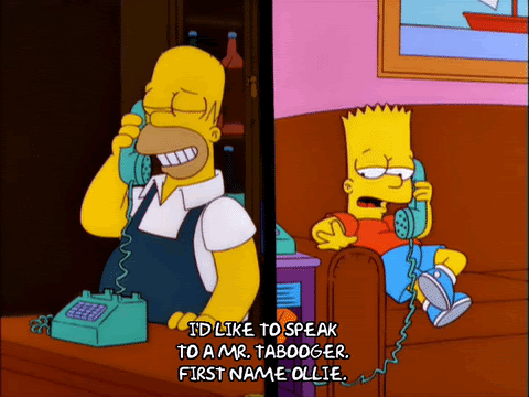 gif of the Simpsons talking on the phone