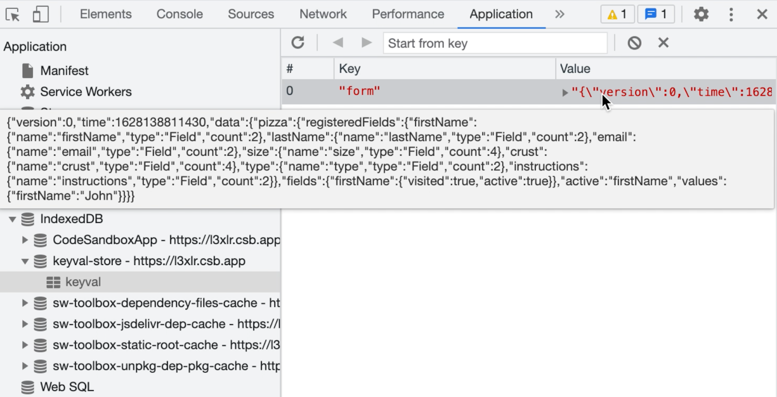 Cache View Output