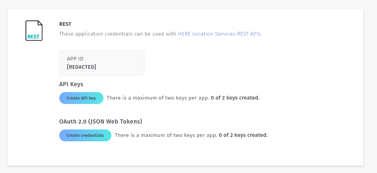 HERE API key