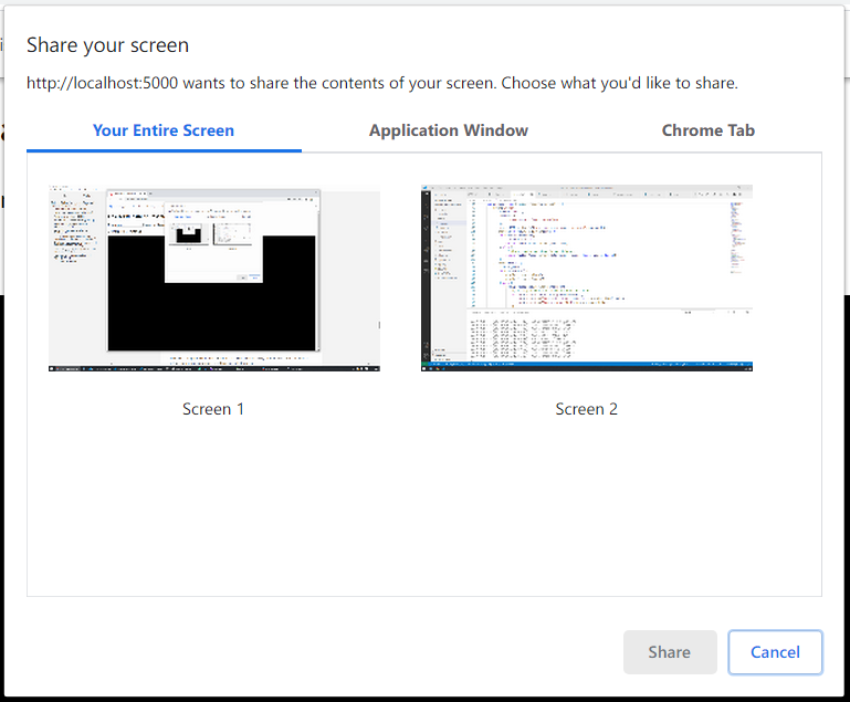 Screen sharing options