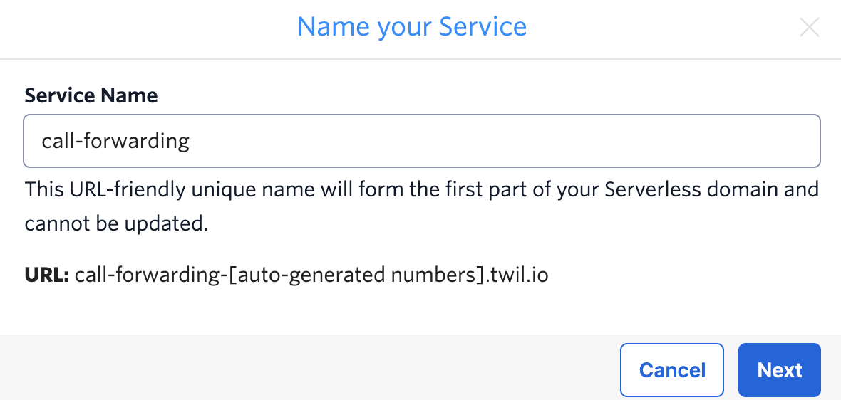 Naming a Twilio Runtime service