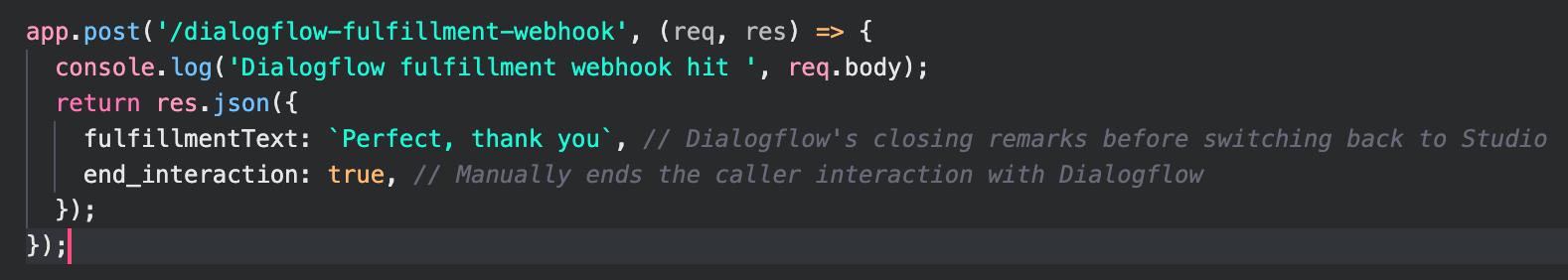 dialogflow code endpoint