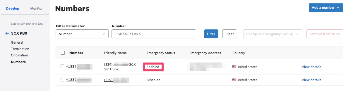 Adding emergency calling in Twilio