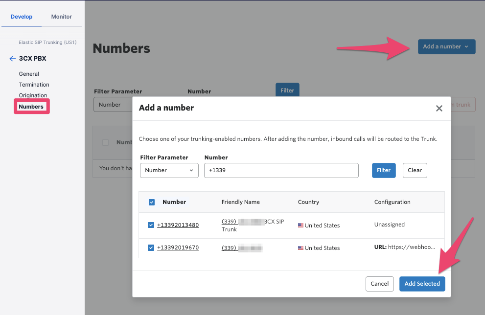 Adding a phone number to the 3CX SIP trunk