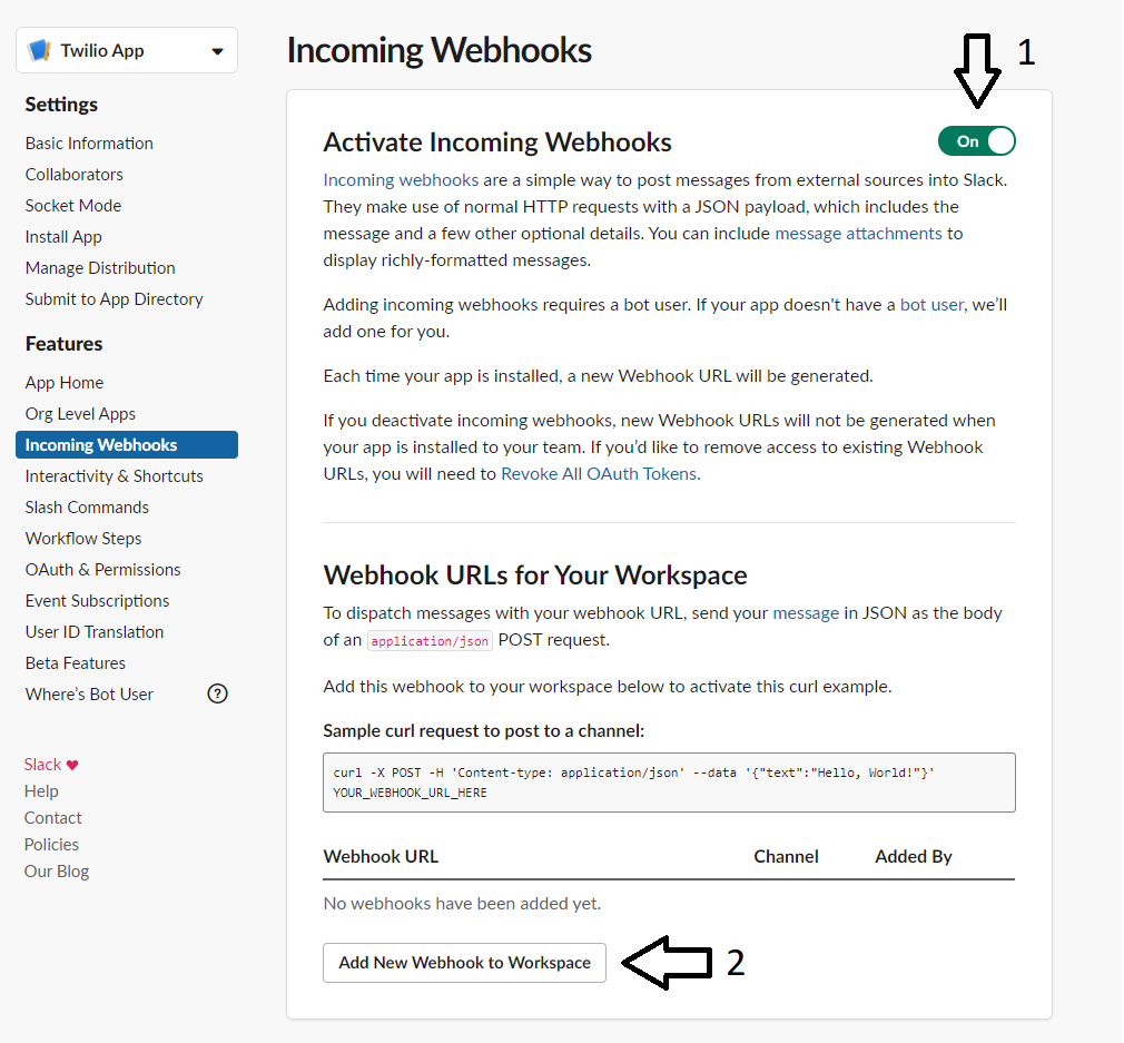 Add new webhook to workspace