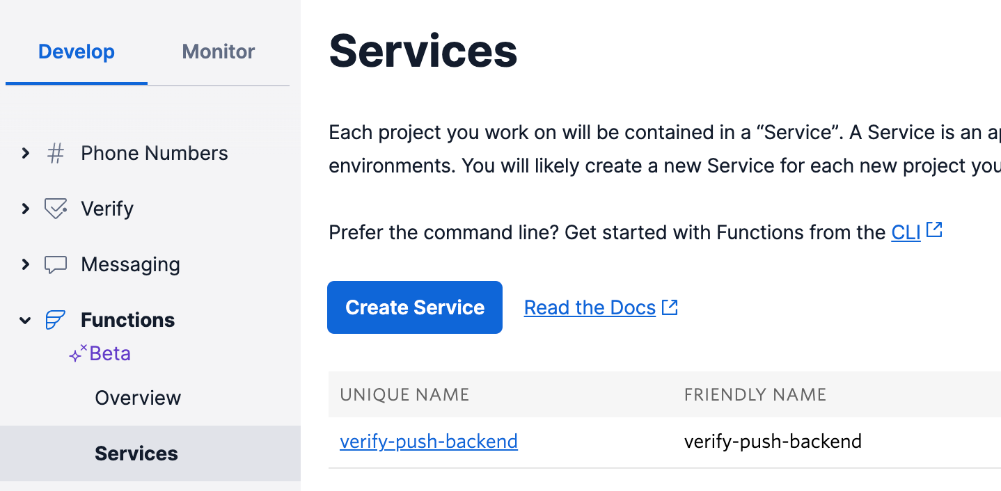 verify push backend function service