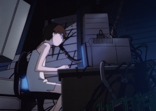 gif of lain from serial experiments lain typing on a computer