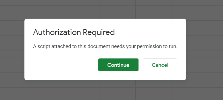 A screenshot showing the Authorization Required popup