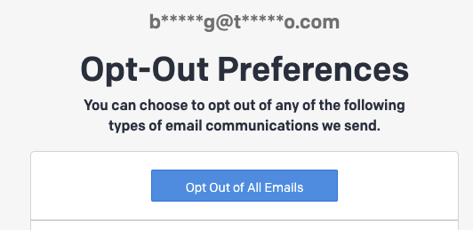 Opt out preferences dialog