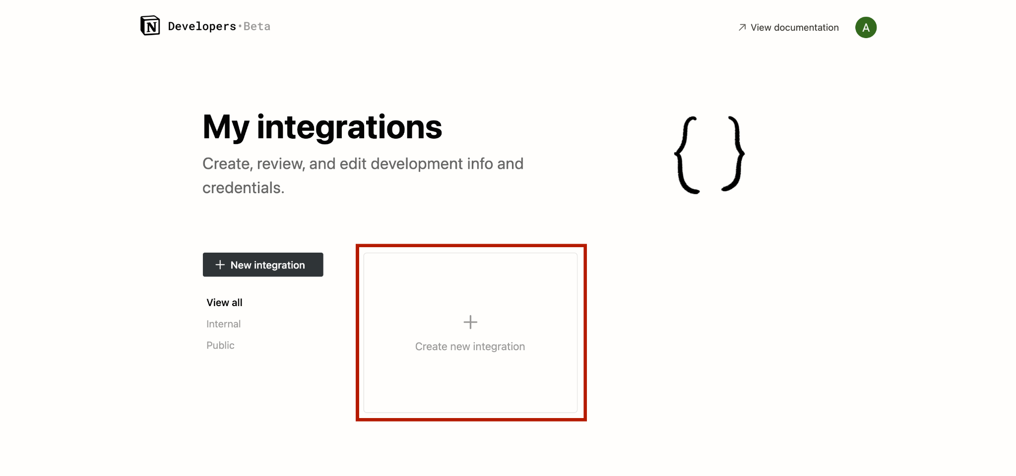 A screenshot of the Notion integrations page
