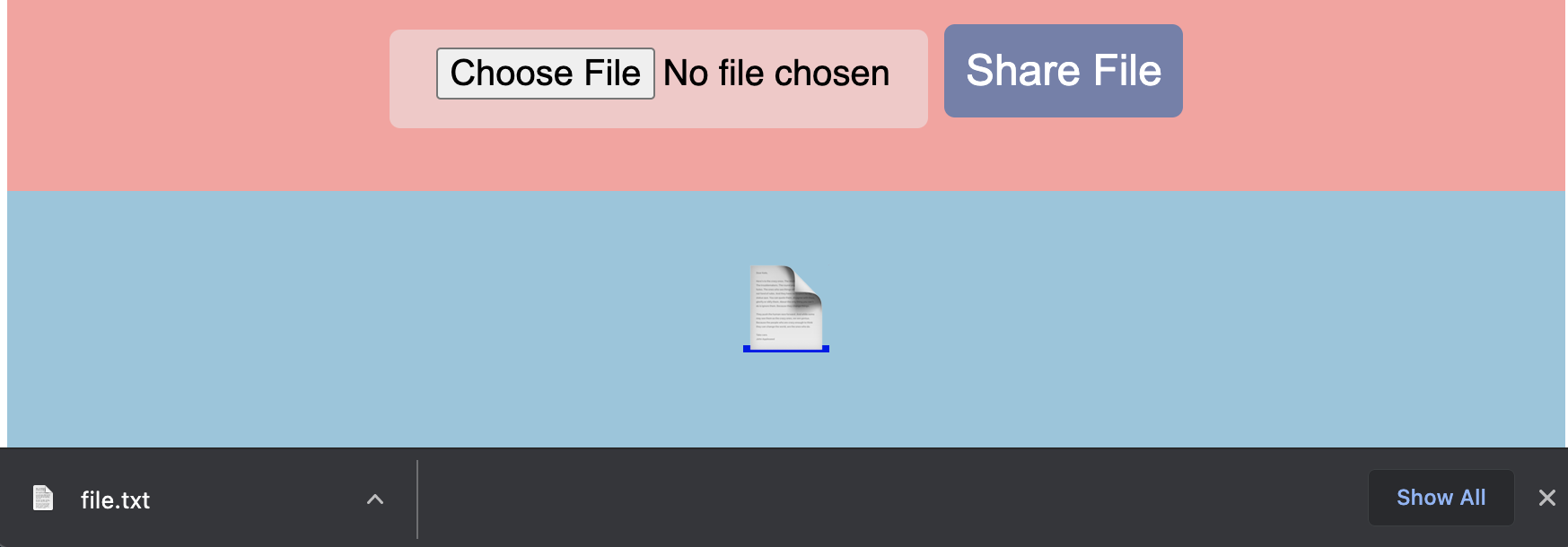 File emoji in blue "files" section at the bottom of the screen.
