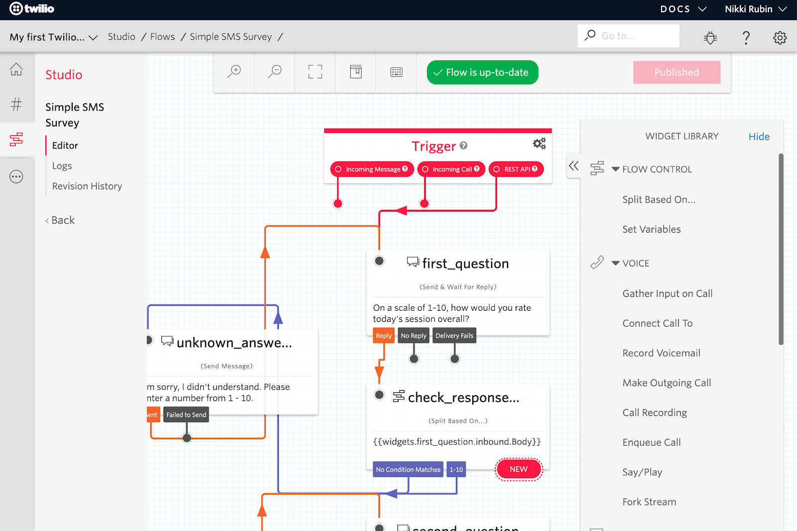 Twilio SMS Survey Studio