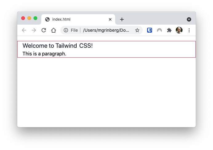 TailwindCSS styled page with margins and padding