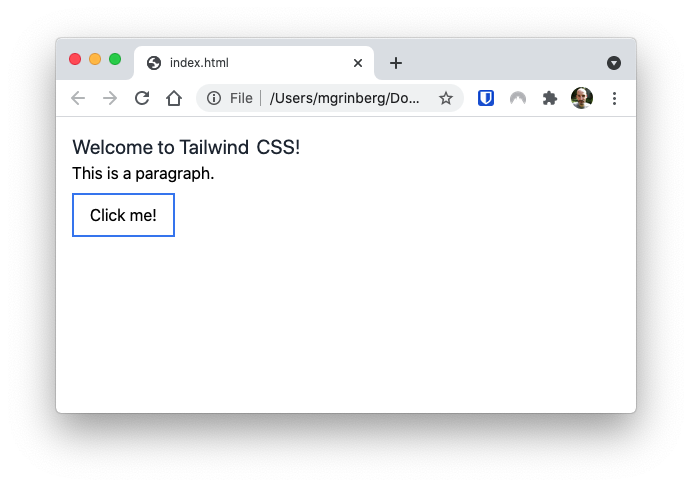 TailwindCSS styled page with some basic button styles
