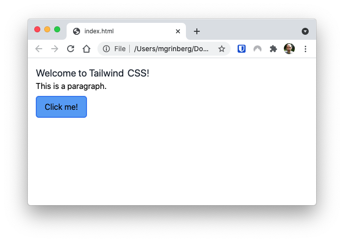TailwindCSS page with a styled button