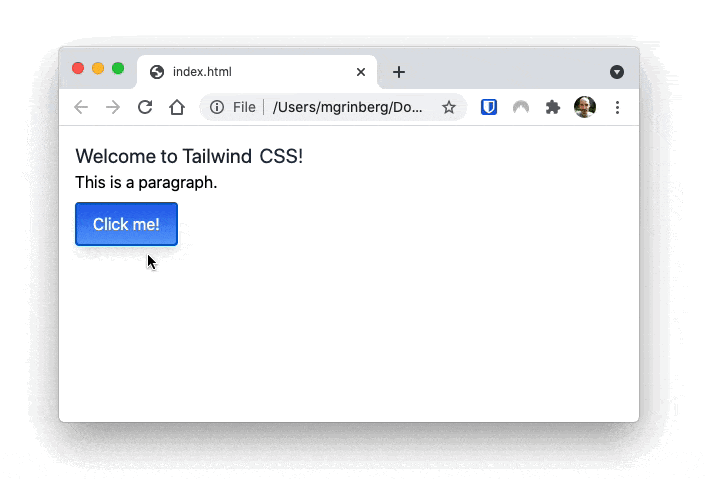TailwindCSS styled page with a button with hover styles