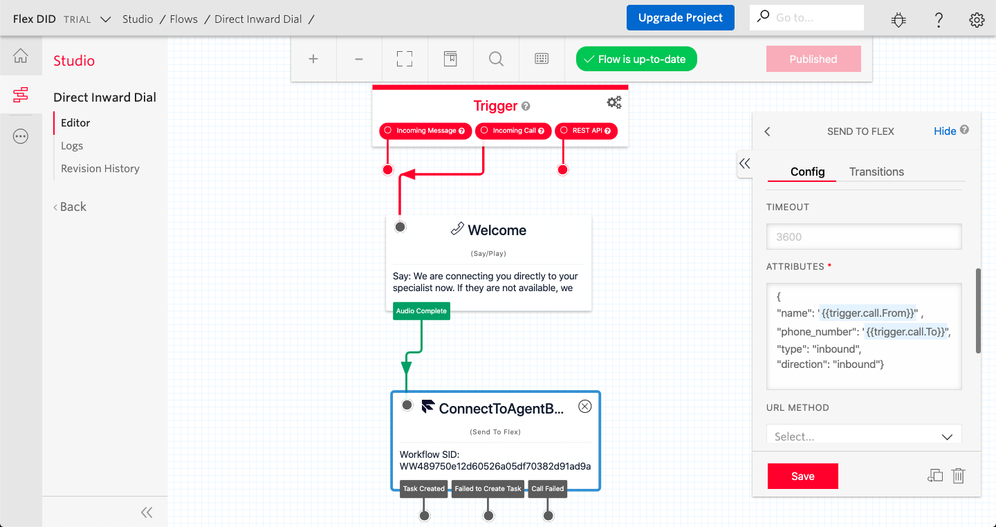 Twilio Studio configuration