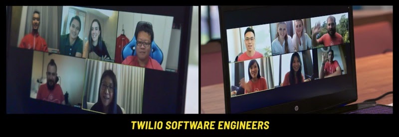 The candidates meet the Twilio team on a video chat