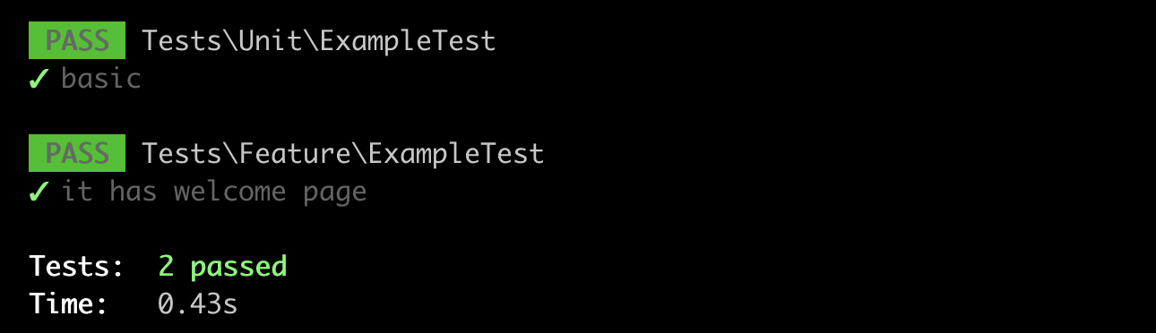 Run the initial Pest framework tests in Laravel